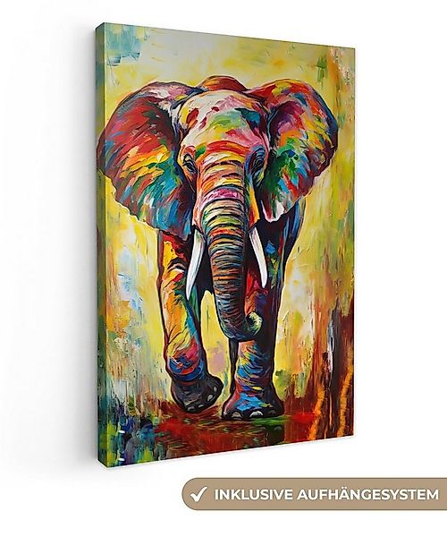 OneMillionCanvasses® Leinwandbild Elefant - Kunst - Malerei - Tiere - Regen günstig online kaufen