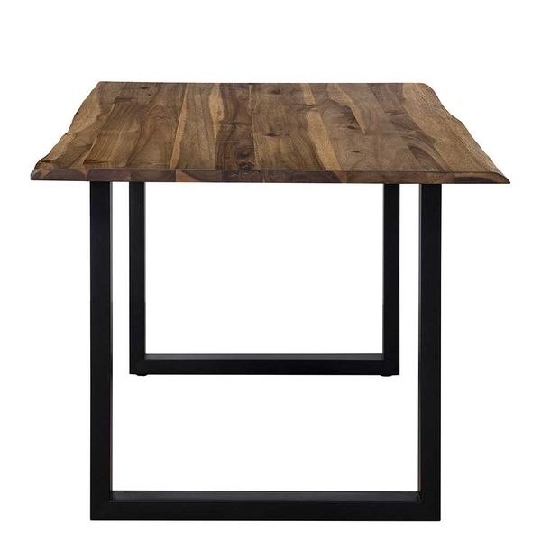 Küchentisch mit Baumkanten in Walnussfarben und Schwarz 75 cm hoch günstig online kaufen