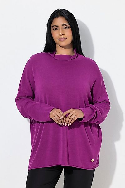 Ulla Popken Longpullover Pullover Rollkanten Boxy Stehkragen Langarm günstig online kaufen