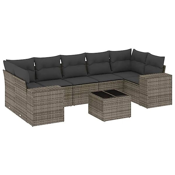vidaXL 8-Tlg Garten-Sofagarnitur mit Kissen Grau Poly Rattan 3222339 günstig online kaufen