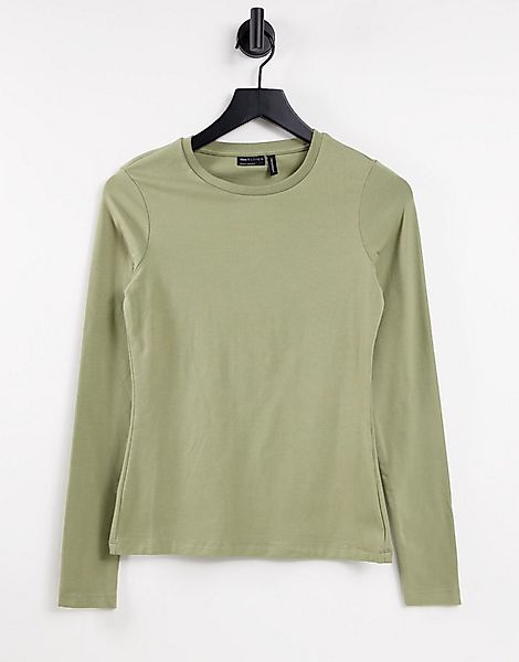 ASOS DESIGN – Ultimate – Langärmliges Shirt aus Bio-Baumwolle in Khaki mit günstig online kaufen