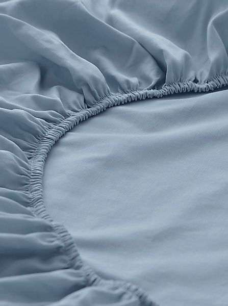 hessnatur Satin Spannbettlaken aus Bio-Baumwolle - blau - Größe 140-160x200 günstig online kaufen