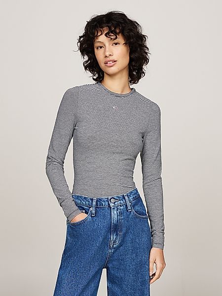 Tommy Jeans Langarmshirt "TJW SLIM STRIPE ESSENTIAL RIB LS" in Rippenoptik, günstig online kaufen