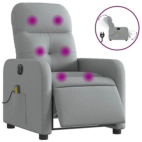 vidaXL Sessel Massagesessel Elektrisch Hellgrau Stoff günstig online kaufen