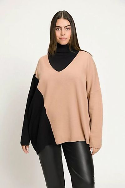 Ulla Popken Strickpullover Pullover Colorblocking Oversized Stehkragen günstig online kaufen