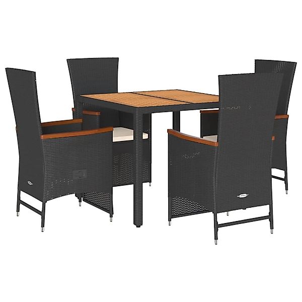 vidaXL 5-Tlg Garten-Essgruppe mit Kissen Schwarz Poly Rattan 3277504 günstig online kaufen