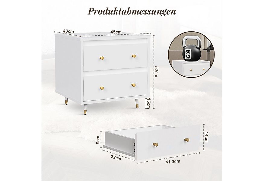 Lexzurn Nachttisch Nachttisch(1-St/2-St), Beistelltisch mit 2 Schubladen (M günstig online kaufen