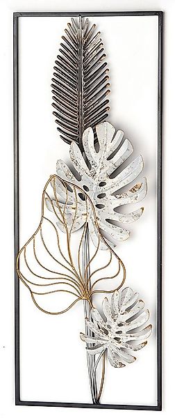 Kobolo Wandbild Metallbild Wanddekoration MONSTERA - schwarz gold, Pflanzen günstig online kaufen