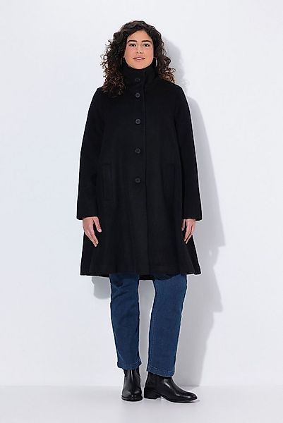 Ulla Popken Wintermantel Mantel Wolloptik Spatenkragen A-Linie günstig online kaufen