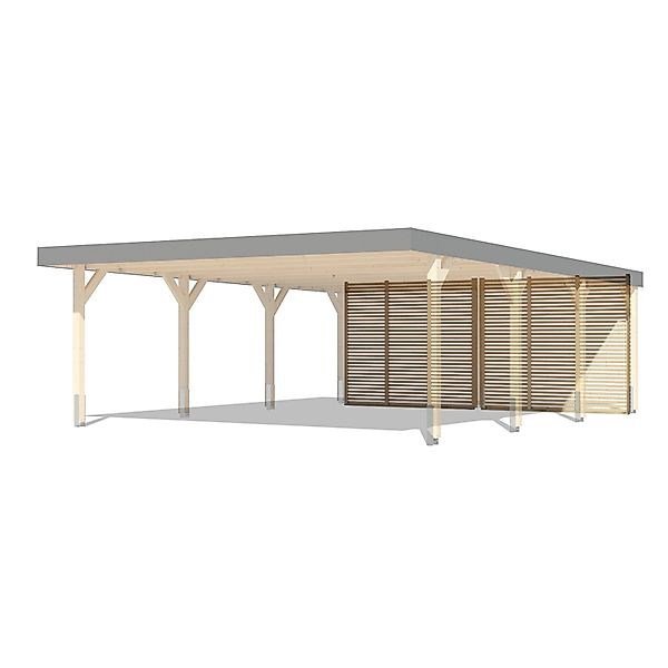 Karibu Rückwand für Leimholz Doppel-Carport Naturbelassen 528 x 528 x 1,8 c günstig online kaufen
