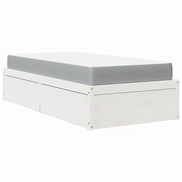 vidaXL Bett Bett mit Matratze Weiß 100x200 cm Massivholz Kiefer günstig online kaufen