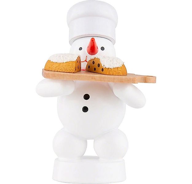 Volkskunst Zenker Dekofigur Schneemann Bäcker mit Stollen (8cm) von Zenker günstig online kaufen