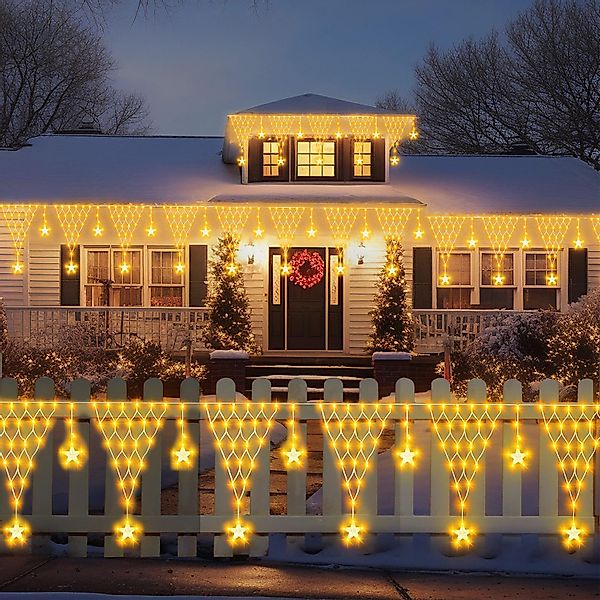 Merry 2024 LED-Lichterkette LED Lichtervorhang Sterne,LED-Weihnachtslichter günstig online kaufen