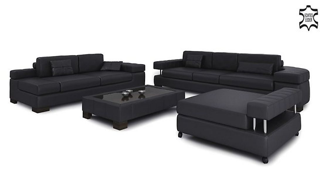 JVmoebel Sofa Weiße Ledersofa 3+2+1 Sitzer Garnitur Designersofa Sofa Texti günstig online kaufen