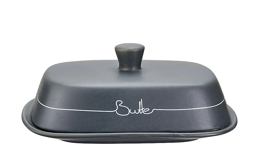 KHG Butterdose   ¦ grau ¦ Steinzeug/Steingut ¦ Maße (cm): B: 12,5 H: 8 Gesc günstig online kaufen