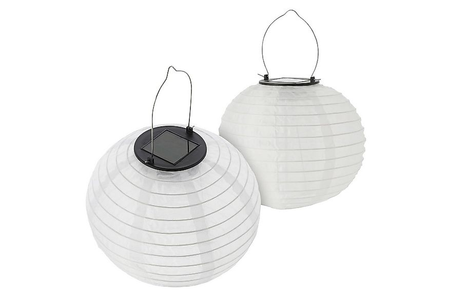 Spetebo LED Gartenleuchte LED Solar Lampion aus Nylon - Set, Einschaltautom günstig online kaufen