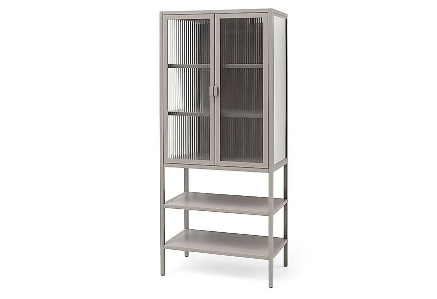 osoltus Sideboard osoltus Vitrine Schrank Riffelglas Stahl Warm Grey Indust günstig online kaufen