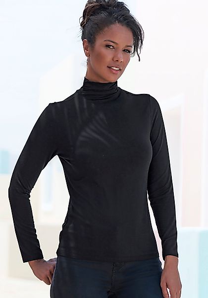 LASCANA Stehkragenshirt "aus weichem Viskose-Stretch" günstig online kaufen