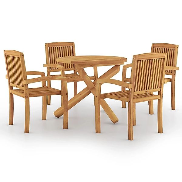 vidaXL 5-Tlg Garten-Essgruppe Massivholz Teak 3073201 günstig online kaufen