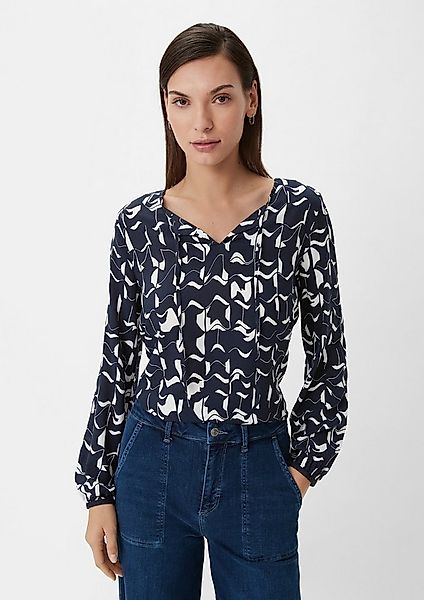 comma Langarmbluse Bluse Semitransparente Langarmbluse mit Allover-Print günstig online kaufen
