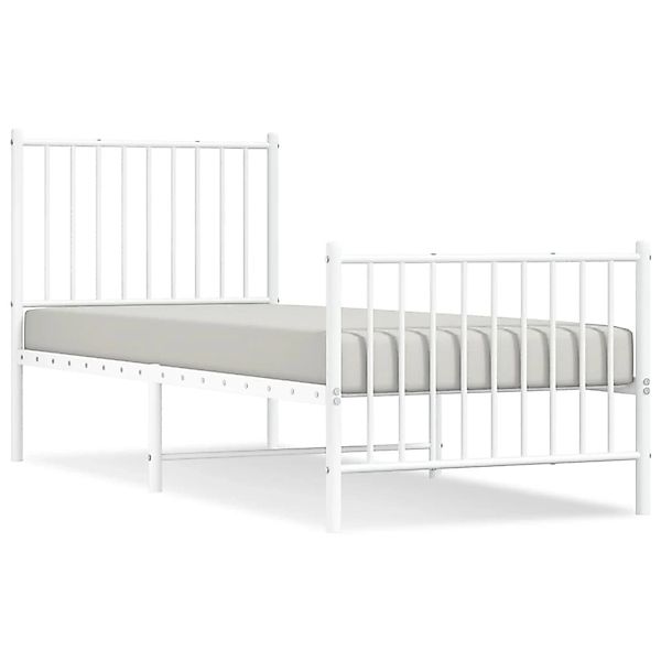 vidaXL Bettgestell, Bettrahmen mit Kopf- und Fußteil Metall Weiß 80x200 cm günstig online kaufen