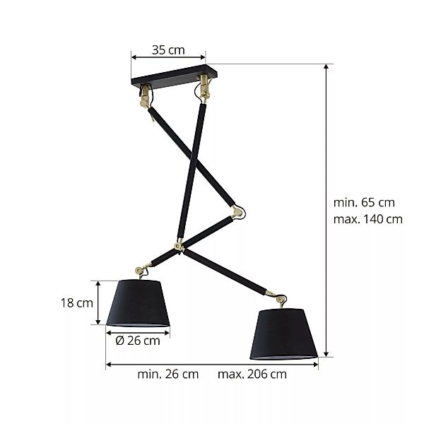 Lucande Deckenlampe Marvaine schwarz/goldfarben, verstellbar günstig online kaufen
