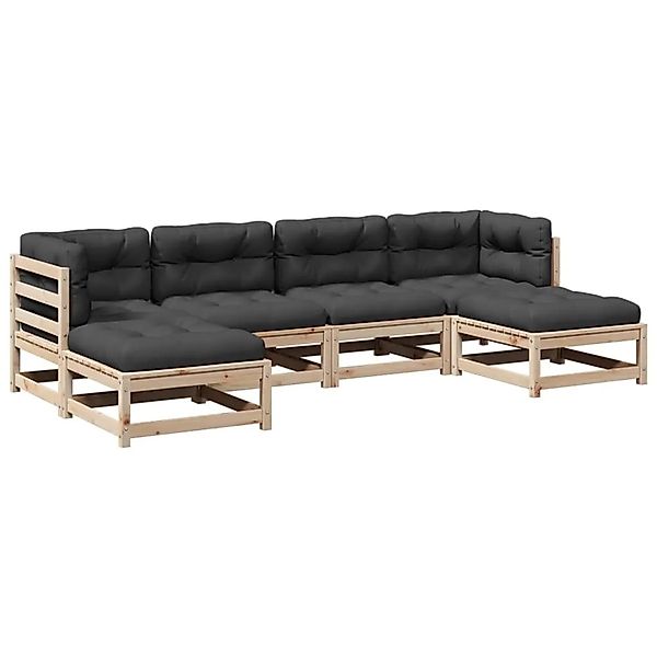 vidaXL 6-Tlg Garten-Sofagarnitur mit Kissen Massivholz Kiefer 3295818 günstig online kaufen