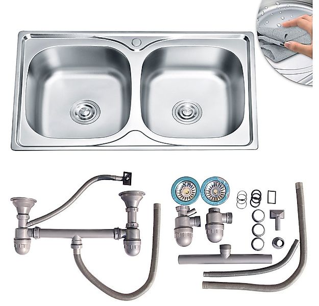 Feel2Home Edelstahlspüle Doppelspülbecken Einbauspüle Edelstahlspüle Spüle günstig online kaufen