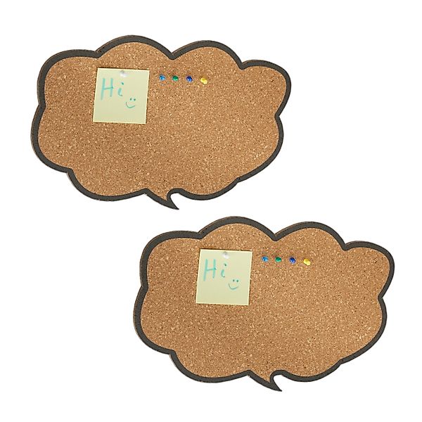 relaxdays Pinnwand 2er Set Korkpinnwand Gedankenwolke, günstig online kaufen