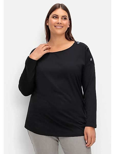 Sheego Langarmshirt "Große Größen", mit Schmuckknöpfen auf der Schulter günstig online kaufen