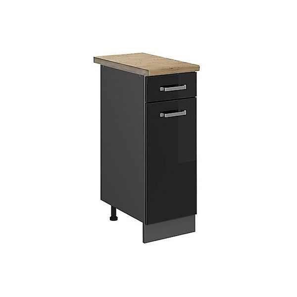 Vicco Küchenunterschrank R-Line Schwarz Hochglanz/Anthrazit 30 cm AP Eiche günstig online kaufen