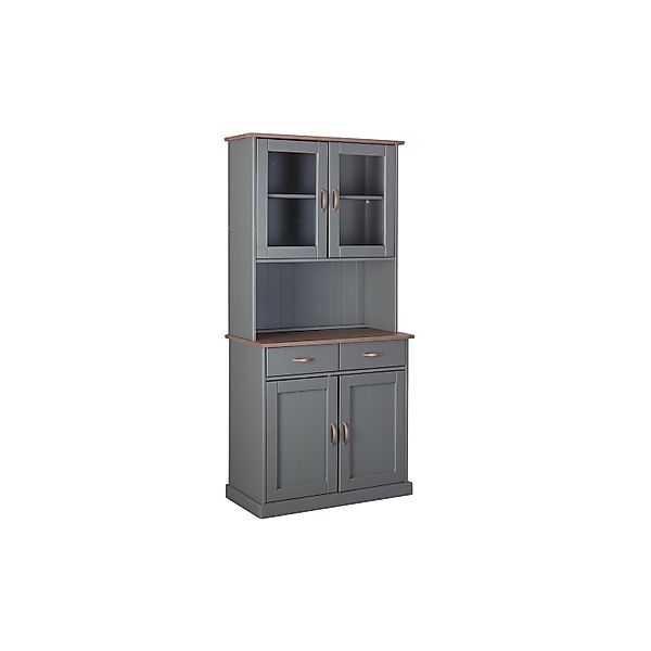 ebuy24 Luzerna Vitrinenschrank 2+2 Türen und 2 Schubladen Grau Braun günstig online kaufen