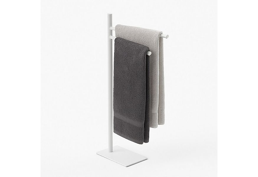 relaxdays Doppelhandtuchhalter Handtuchständer Edelstahl 2-armig, weiß günstig online kaufen