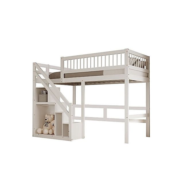 OKWISH Etagenbett Holzbett Kinderbett, Treppe mit Aufbewahrungsschrank (Jug günstig online kaufen