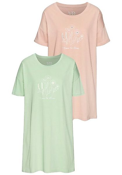 Vivance Dreams Bigshirt (Set, 2 Stück) mit zart skizziertem Frontdruck günstig online kaufen