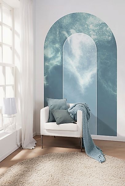 Sanders & Sanders Selbstklebende Runde Tapete Grafik Blau 127 x 200 cm 6117 günstig online kaufen