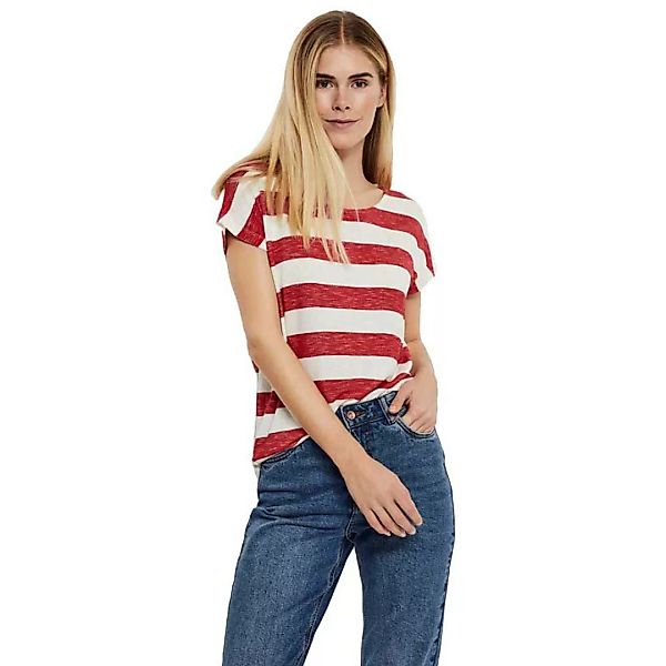 Vero Moda Wide Stripe Kurzärmeliges T-shirt L Goji Berry / Stripes Snow Whi günstig online kaufen