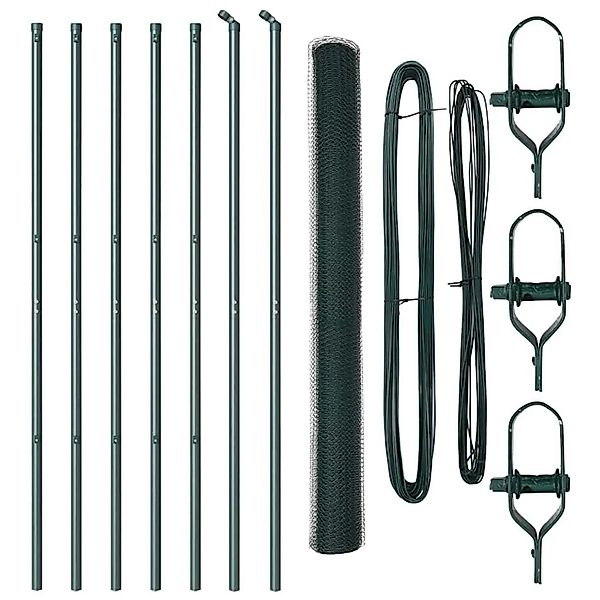 vidaXL Zaunpfosten Grün 10 x 1,6 m 13 mm Netz Stahl und PVC 3352652 günstig online kaufen