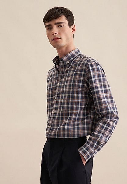 seidensticker Flanellhemd "Regular" Regular 1/1 Button-Down-Kragen Karo günstig online kaufen