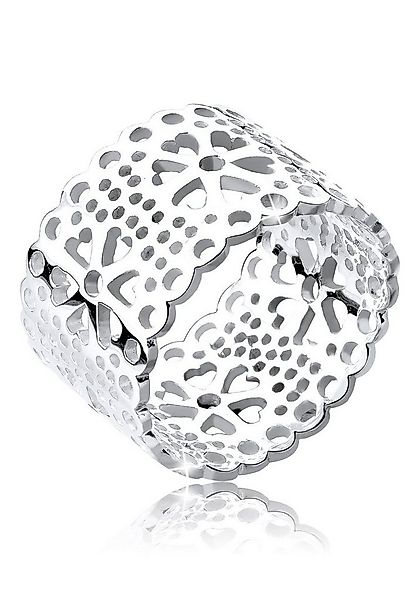 Elli Fingerring Blume Ornament Cut Out 925 Silber, Blume günstig online kaufen