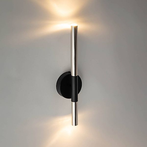 Wandleuchte Sopel Lux, 2-flammig, schwarz/silber, Höhe 38 cm günstig online kaufen
