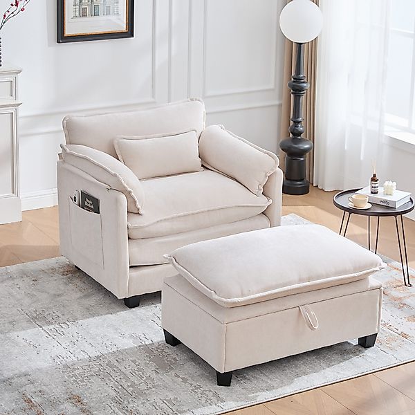 STILVORA Loungesessel Einzelsofa mit Hocker,Relaxsessel Liegestuhl günstig online kaufen
