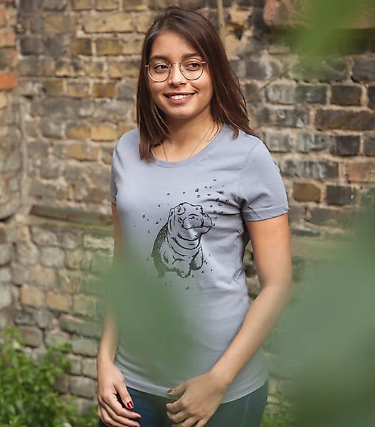 Nick Nilpferd - Fair Wear Frauen T-shirt - Lavagrey günstig online kaufen