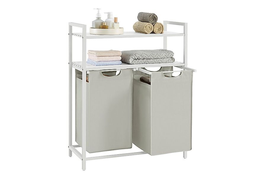 VASAGLE Wäschekorb, 2 Fächer, 2 Ablagen, einfach abnehmbar, 2 x 46 Liter günstig online kaufen