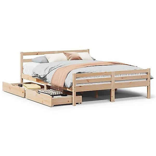 vidaXL Bett, Massivholzbett ohne Matratze 135x190 cm Kiefernholz günstig online kaufen