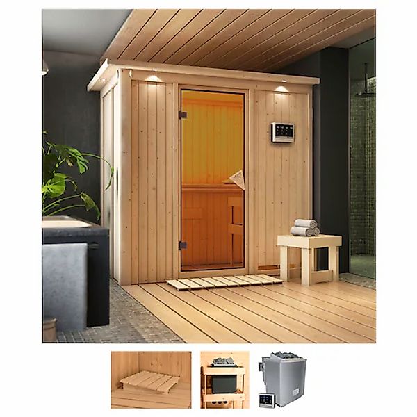 Karibu Sauna »Vada« Set, 9 KW-Bio-Ofen mit externer Steuerung günstig online kaufen