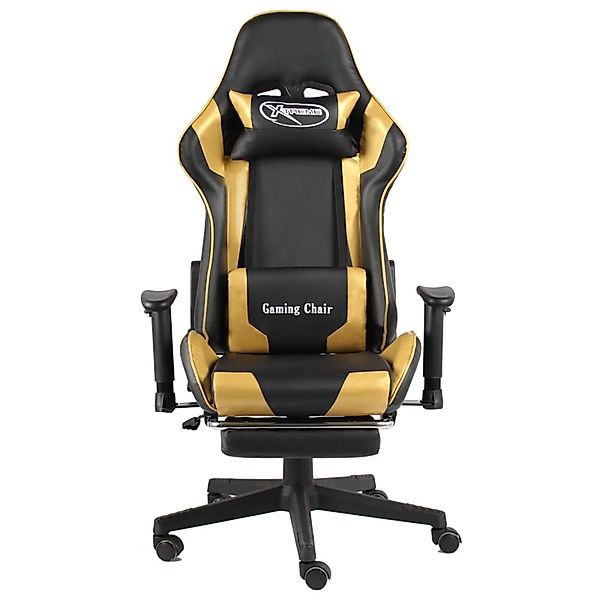 vidaXL Gaming-Stuhl mit Fußstütze Drehbar Golden PVC günstig online kaufen