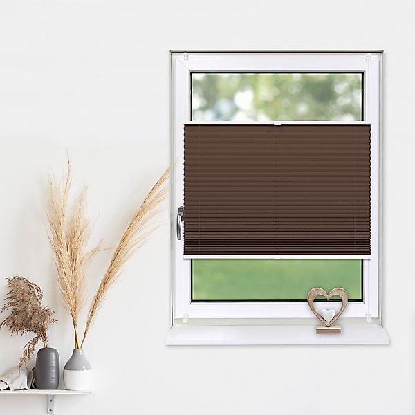 Deco-Raum Plissee Basic ohne Bohren 40x150cm Braun Blickdicht Klemmfix günstig online kaufen