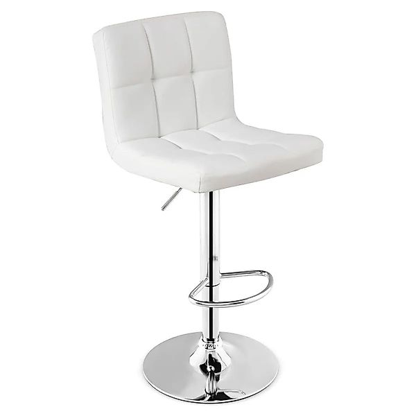 Costway Barhocker 360° Drehbar Aus Kunstleder 150 kg Belastbar Weiß günstig online kaufen