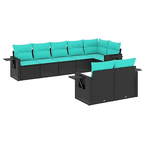 vidaXL 8-Tlg Gartensofa-Set mit Kissen Schwarz Polyrattan 3220416 günstig online kaufen